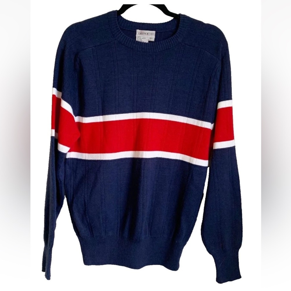 Obermeyer Blue Marco Wool Blend Heritage Sweater Men’s Large Preppy Classic